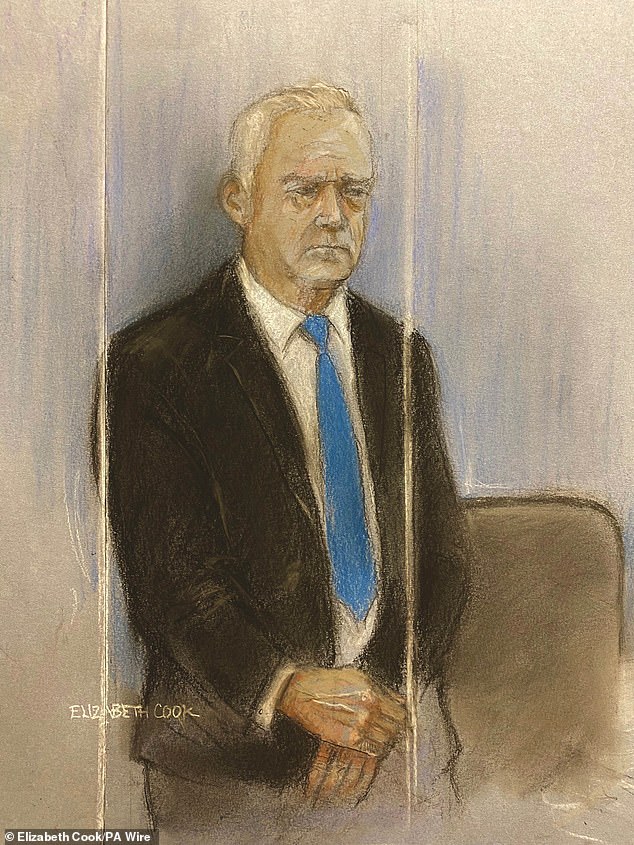 Drawing of Edwards made by a court artist. The veteran news presenter pleaded guilty to three charges of making indecent images of children, between December 2020 and August 2022