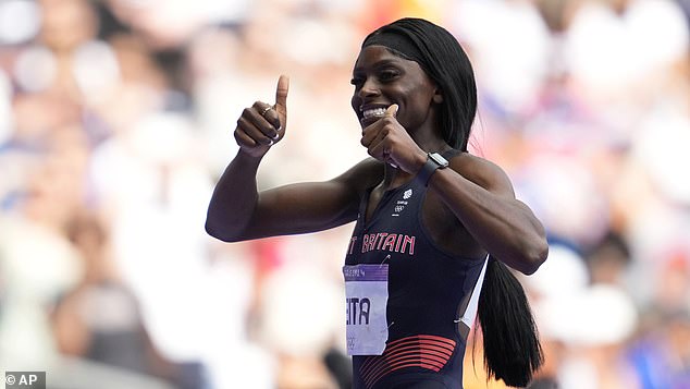 100m finalist Daryll Neita (pictured) led a trio of Britons into the 200m semi-finals