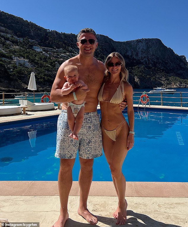 Last month, Lucy was enjoying a relaxing European getaway with her husband-to-be Sam and daughter Robbie. All pictured