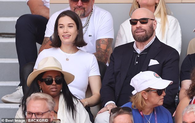 John Travolta looked classy as he watched Novak Djokovic and Carlos Alcaraz in the men's tennis final at the Olympics