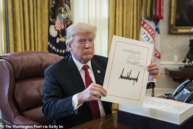 Trump after signing the Tax Cuts and Jobs Act on December 22, 2017