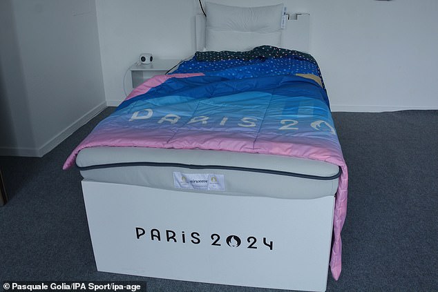 The athletes have been given cardboard beds during their two-week stay in France