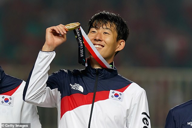 Spurs footballer Son Heung-min won a gold medal with South Korea at the 2018 Asian Games