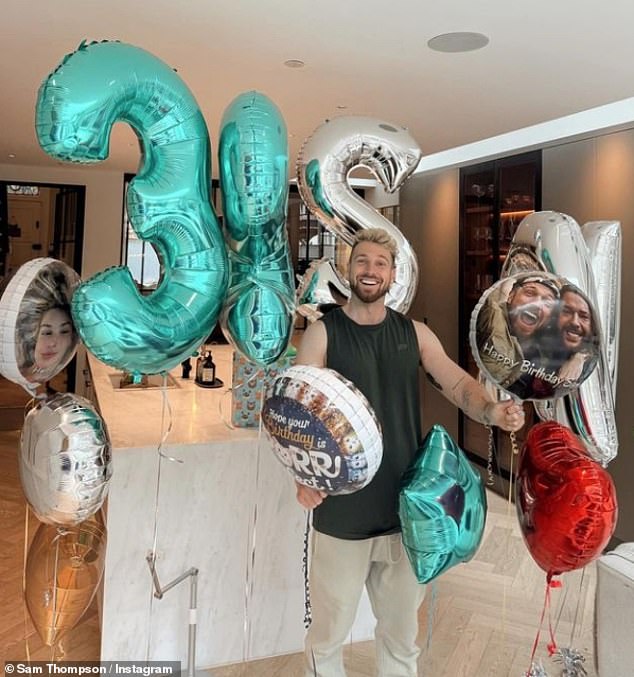 In a picture shared on his birthday, the King of the Jungle was surrounded by a bunch of foil balloons, some of which had selfies printed on them.