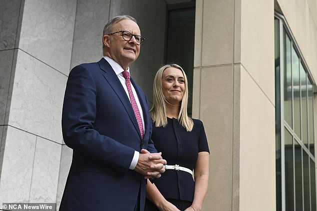 Whatever interpretation is given to the fall in the Labor vote in Victoria at state level, it will have implications for the Albanese government. Above, Albanese and his fiancée, Jodie Haydon