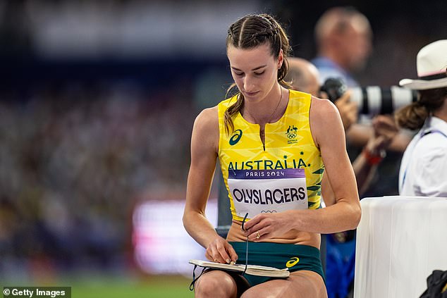 Australian Nicola Olyslagers furiously took notes on her own performance between jumps