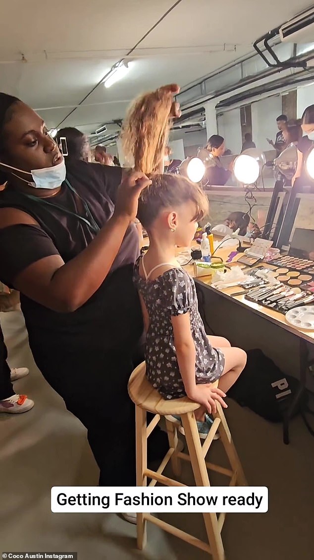 She also captured images of Chanel looking like a total professional as she had her hair and makeup done backstage.