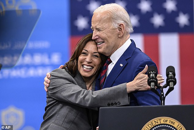 Harris with Biden on March 26 in North Carolina. Sixty-four percent of registered voters said Harris and Biden are largely the same on policies, while 18 percent said they are exactly the same.