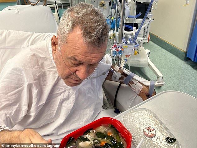 In an Instagram post by his wife Jane, Jimmy was seen in his hospital bed, eating, after revealing he needed hip surgery after experiencing severe pain following a series of shows in New Zealand.