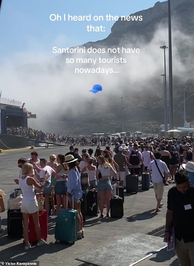 Every year, huge crowds flock to the island, making life difficult for the inhabitants of Santorini.