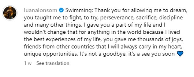 Alonso confirmed his retirement with this message he posted on Instagram