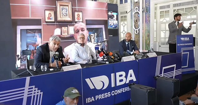 Dr Ioannis Filippatos (left), former chairman of the IBA Medical Committee, also spoke at the press conference but was involved in a heated argument with journalists who were present.