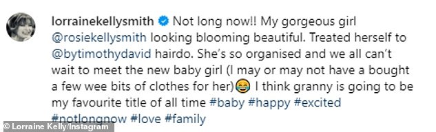 In the caption of her post, Lorraine praises her daughter for her organization before the birth and notes that the family 