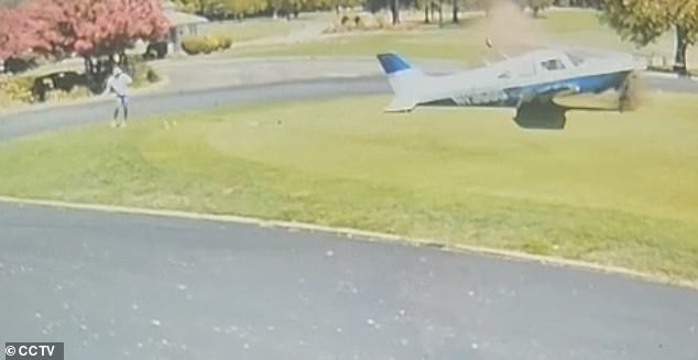 The plane glided onto the golf course at the Haggin Oaks golf resort in Sacramento around 1:20 p.m. Sunday.