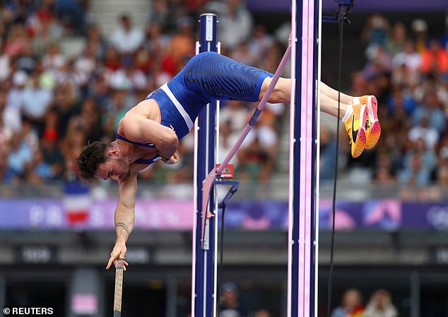 The pole vaulter was eliminated after his penis brushed the bar on the way down.