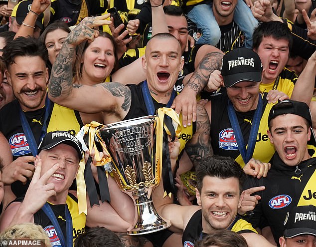 Dustin Martin played 15 seasons with the Richmond Tigers and won three championships.