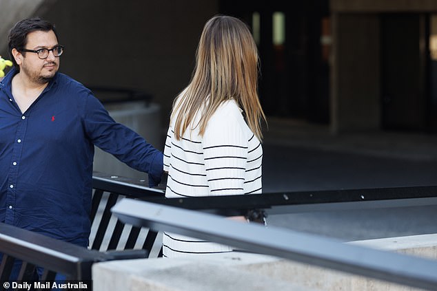 She paired a flowing black and white striped maternity dress with Chanel pumps, while her new husband sported facial hair and a navy Ralph Lauren open-neck shirt.