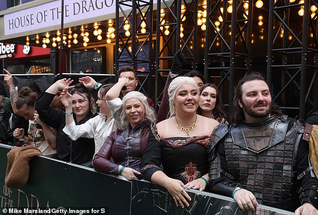 Fans of the series, some in costume, were photographed in London for the premiere of the show's second season in June.