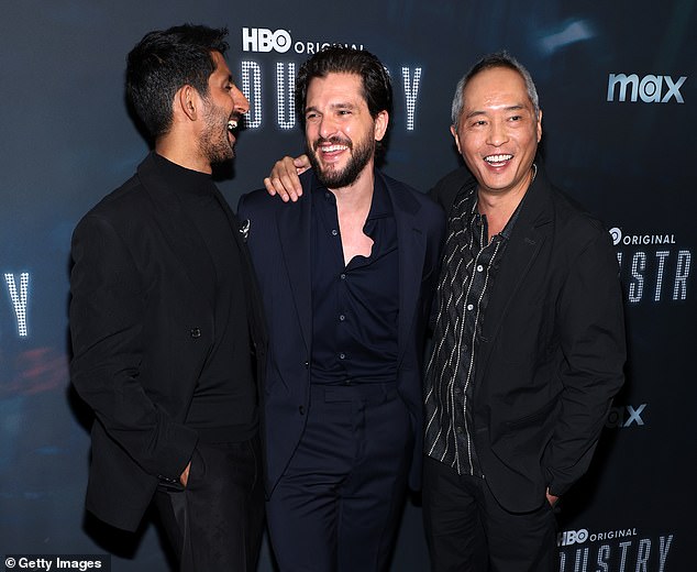 The actor, who plays Henry Muck in the series, looked in good spirits as he posed with his co-stars Sagar Radia (L) and Ken Leung (R).