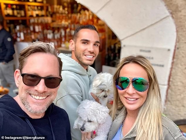 The couple spent time on the French Riviera with Cora's friend Jorg Kunze (pictured left) during a group holiday at Schumacher's home.