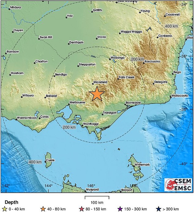 The tremor was felt in Wangaratta, Benalla, South Morang, Healesville, Yarra Junction and Dargo, with more than 1,400 people reporting the quake.