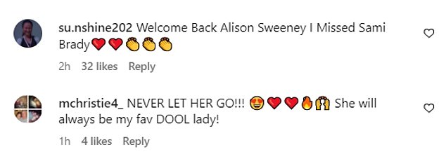 Fans of the long-running soap opera expressed their excitement in the comments thread.