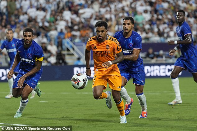 Rodrygo (pictured) was among others delighted to find his place behind Chelsea's high line.