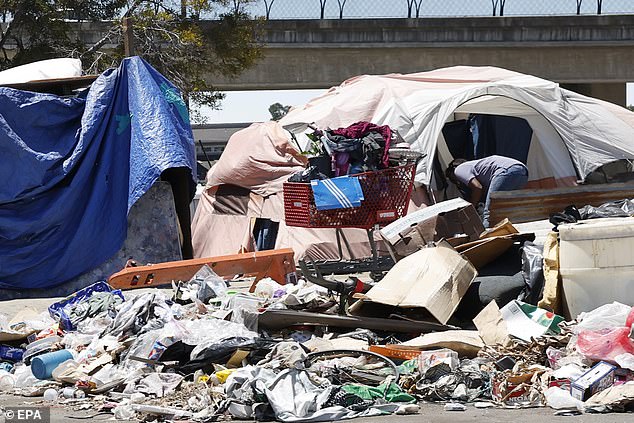 A homeless encampment in Oakland, California