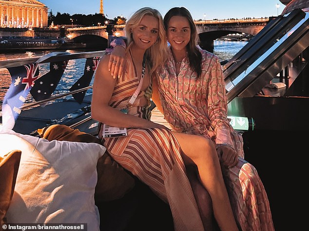 Titmus and fellow Australian gold medalist Briana Throssell attended Gina Rinehart's boat party in Paris (pictured)