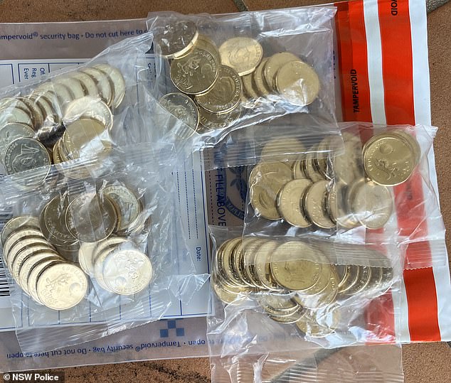 Officers found and seized 189 unissued Bluey coins (pictured) after executing a search warrant at a property in Sydney's west.