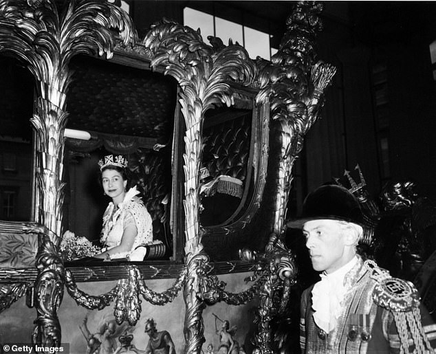 Queen Elizabeth on her way to Westminster Abbey for her coronation ceremony in 1953