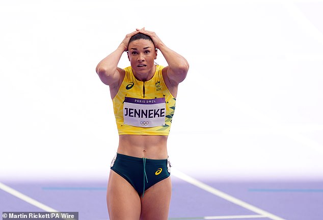 She ended up in the lane of one of her competitors, but will not receive a disqualification since she did not interfere with her race.