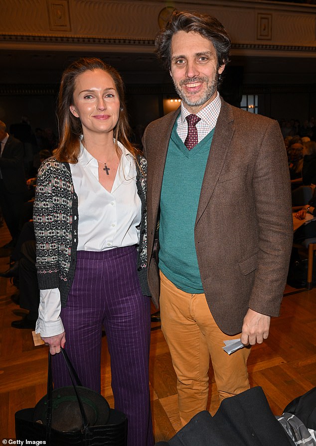 Sophie-Alexandra Evekink and her partner, Prince Ludwig von Bayern, during the presentation of the book "Zuschauer in the first roll" by Franz Herzog von Bayern in April 2023