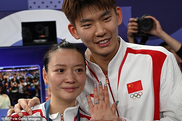 The couple became engaged after Huang's mixed doubles gold medal triumph last week.