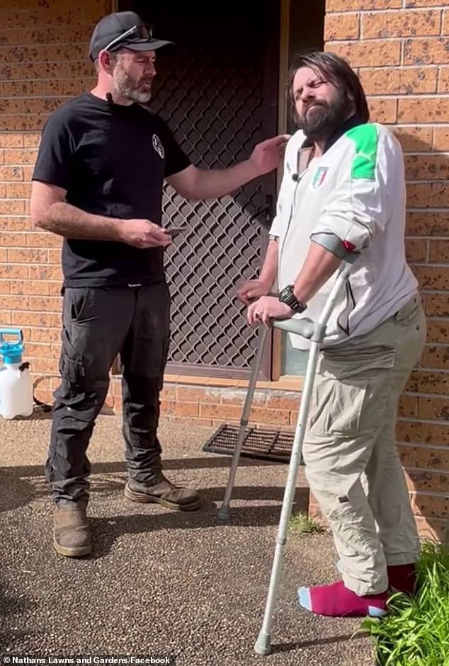 John G with Samaritan worker Nathan Stafford, who cleaned up Ryde's yard and championed the 36-year-old, who suffers from a neurological disorder,'s application to be accepted into the NDIS.