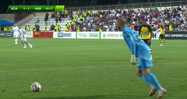 Noah Yerevan goalkeeper Ognjen Cancarevic launched the ball into the field with great speed.