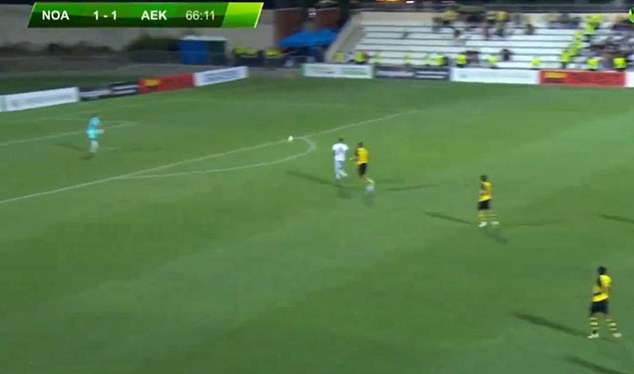 The ball then bounced off the turf and over Strakosha's head before finding the net.