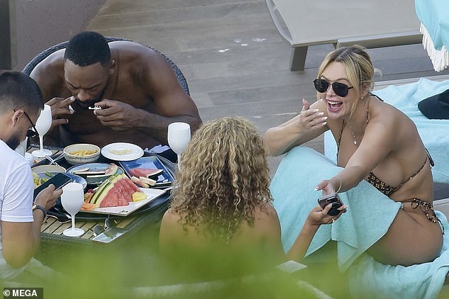 Larsa Pippen's 33-year-old ex was seen apparently ingesting the mysterious powder at a table full of people, using a metal instrument to sniff the substance.