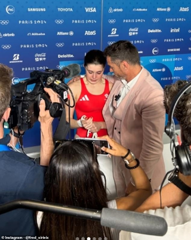 The First Dates host shared a behind-the-scenes snap of Andrea addressing the cameras with his arm around her after her dive, where he told her how proud he was.