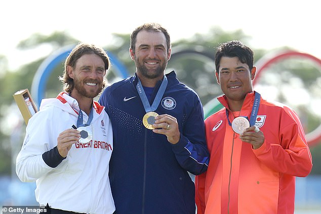 Tommy Fleetwood (right) won a silver medal in the men's singles event earlier this week.