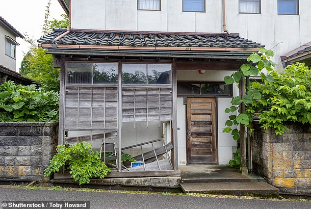 Australians can buy in Japan, but they cannot get a mortgage. Foreign buyers are warned to do their research as there may be restrictions. Older houses are also more prone to earthquake damage (pictured, an abandoned house in Ishikawa)