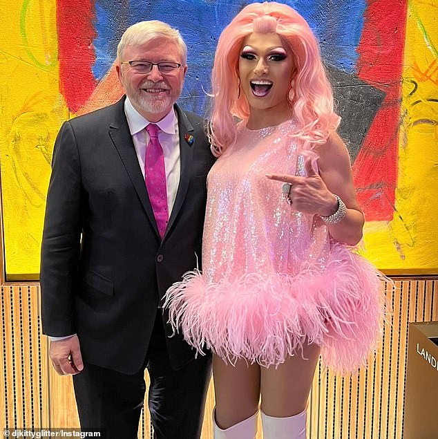 Kitty Glitter was invited back to Mr Rudd's ambassadorial residence for a second Pride party this year.