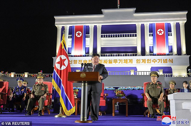 Kim Jong Un attends a ceremonial event to mark the delivery of new tactical ballistic missiles on August 4