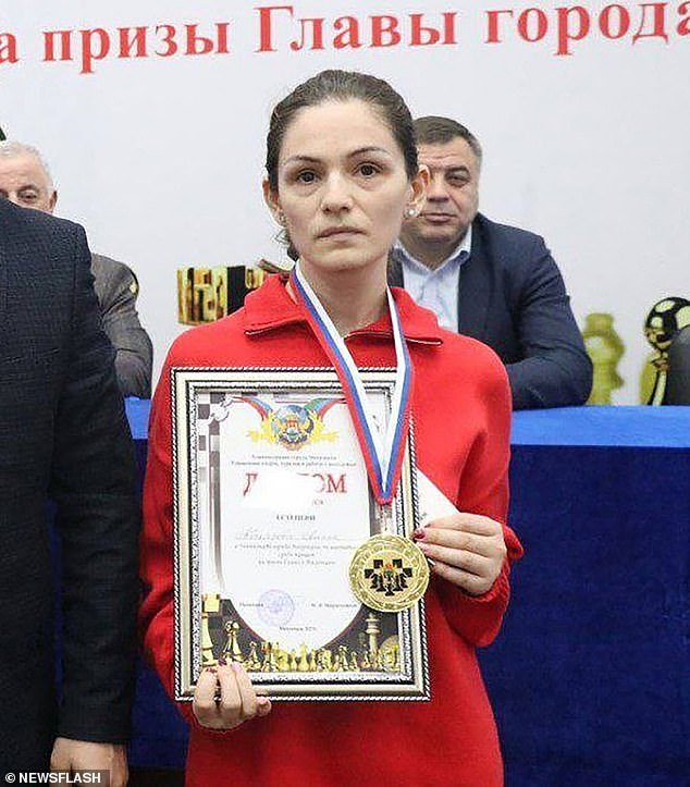 Chess officials did not wait for the results of the police report and confirmed that Abakarova (pictured) was immediately stripped of her Dagestani Chess Champion title after seeing the footage.