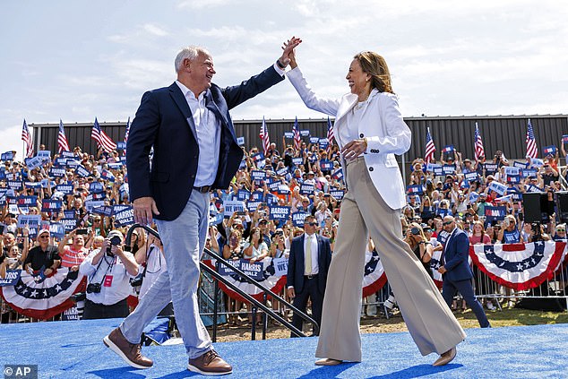 Harris announced Minnesota Gov. Walz, 60, (left), as her running mate earlier this week.