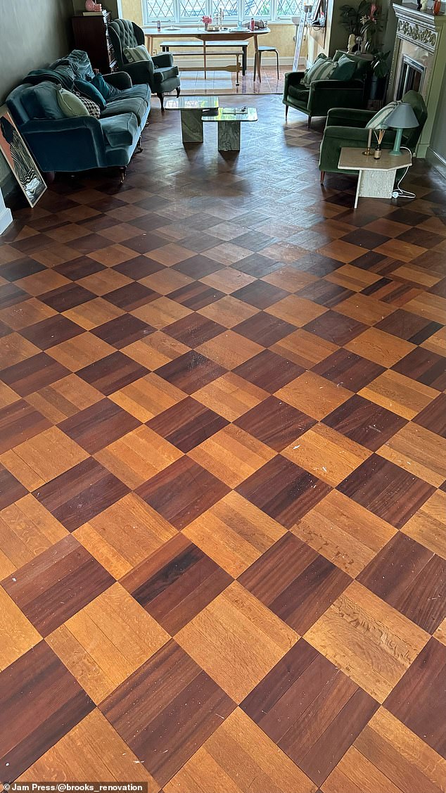 Josh, 37, and his wife Emily, 38, called in a flooring specialist who estimated the value at between £20,000 and £25,000, and the floor extended down the hallway and into the living room.