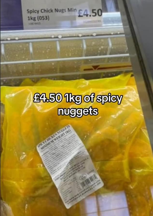 The video revealed that what appear to be McDonald's spicy nuggets are also available for £4.50 a kilo.