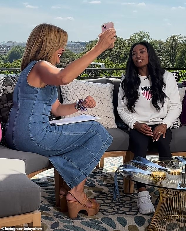 While in Paris, Hoda had the opportunity to introduce Team USA gymnast Simone Biles to her two daughters via FaceTime.