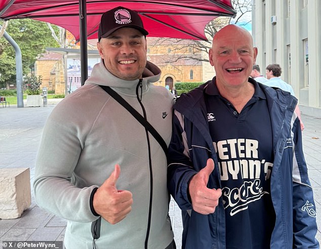 The former football star was recently pictured with Parramatta Eels legend Peter Wynn.