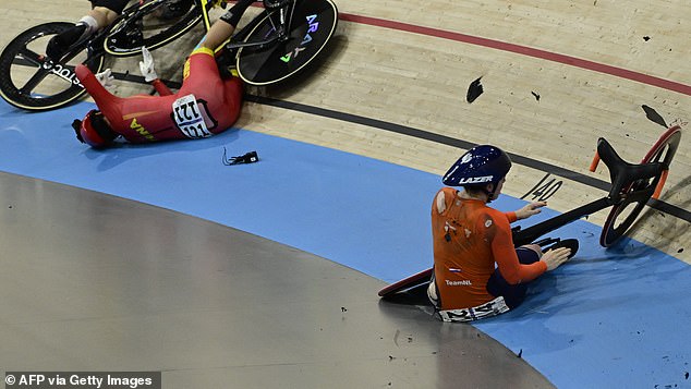 Pieces of machinery flew through the air while cyclists were left with holes in their clothing.